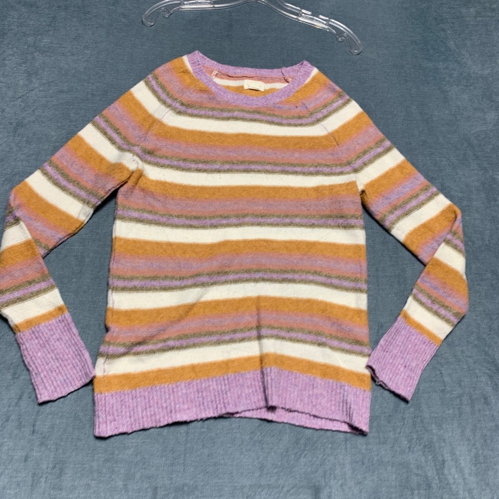 Caslon Sweater Womens Small Multicolor Striped Knit Raglan Long Sleeve Pullover
